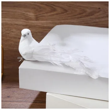 1 BUC Artificiale Porumbelului Alb de Plastic, Pene Iubesc Pacea Porumbei Păsări de Simulare Figurine Acasă Masa de Gradina Agățat de Decorare Cadou
