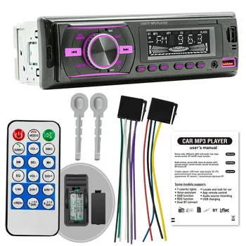1 Din Radio Auto Bluetooth Handsfree Stereo Receiver USB, TF, Aux Audio MP3 Player Power ISO Unitatea de Cap cu 7 Culori de Iluminare