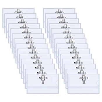 100 Bucată Pin Stil Clip Orizontală Numele Titularii de Insignă Cu Insertii de Potrivire Card de 90X55mm Transparent