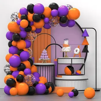 120pcs Temă de Halloween Ghirlanda Baloane Mov Negru Portocaliu Balon Latex Arc Kit pentru Halloween Copii Ziua de nastere Consumabile Partid