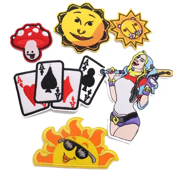 1buc Soare Tigru Poker Ciuperci Fata de Patch-uri pentru Haine de Broderie Aplici Copilului Femei Accesorii de Îmbrăcăminte Insigna de Patch-uri DIY