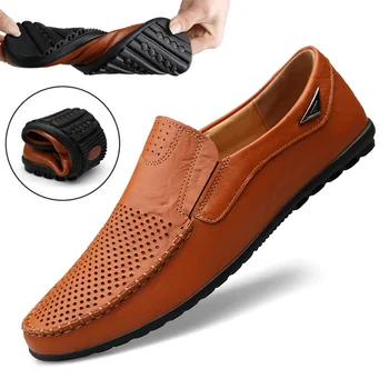 2023 italiană Barbati Pantofi Casual de Vara pentru Barbati Mocasini din Piele Mocasini Gol Afară de Brand de Lux Alunecare pe Pantofi pentru Condus