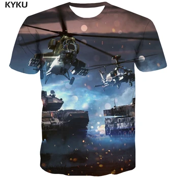 2023 Tanc T-shirt pentru Bărbați Elicopter Tricou de Imprimare Militari tricouri 3d Război Tricou Imprimat Mens Îmbrăcăminte de vară de Moda de sex Masculin Topuri