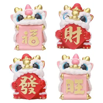 2024 Zodiac Chinezesc Dragon Figurine Drăguț Umplute Mascota Papusa Statueta Rasina Animal Mini Dragon Decoratiuni pentru petrecere