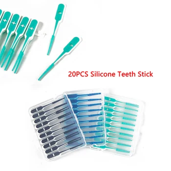 20buc Silicon Dinți Stick scobitori Interdentare Perii Dentare Perie de Curatare a Dintilor Ata Dentara Scobitori Orală Instrumente