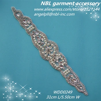 (30 de BUCĂȚI) Cristal de mireasa cu margele stras pearl aplicatiile de fier pentru rochie de mireasa cercevea WDD0249