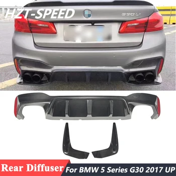 3D de Tip Fibra de Carbon Bara Spate Spoiler Difuzor Cu Șorțuri Pentru BMW Seria 5 G30 G31 MT Masina Sport Body Kit M5 F90 Până în 2017