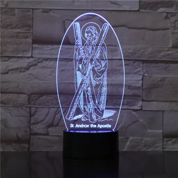 3D Vision 7 Culori SF Apostol Andrei Modelare Led Lampa de Birou Cadouri Usb Isus Cruce Noptiera Decor Lumina de Noapte Iluminat 1795