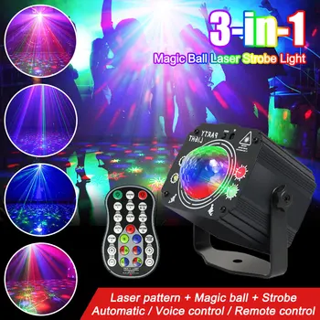 3IN1 LED Disco Colorat Magic Ball DJ Etapa Lumină de Control de la Distanță Strobe Sunet Activat pentru Club Petrecerea de Halloween Club
