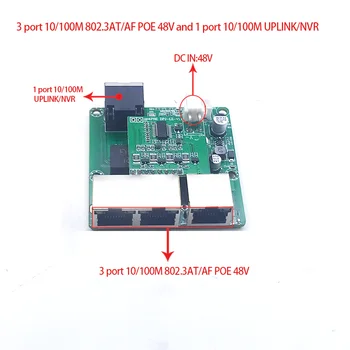 3port 10/100M POE 802.3 AT/AF 48V cu 1port 10/100M UPLINK/NVR comuta modul de pcb