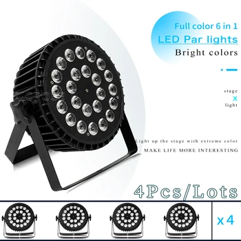 4buc/o Mulțime 24X18W RGBWA UV 6 în 1 LED Par Lampă din Aluminiu de Spălat de Perete Lampă de Control DMX Pentru DJ Disco Petrecere de Nunta de Iluminat
