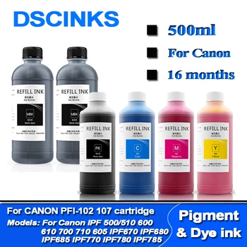 500ml PFI-107 102 pigment ink & cerneală Pentru Canon IPF 500 700 710 650 655 750 755 600 610 760 765 670 680 685 770 780 imprimanta