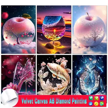 5D DIY AB Catifea, Panza de Diamant Pictura Fantasy Apple Diamant Fluture Brodat Pantofi cu Toc Crap Mozaic Cruce Decor Acasă