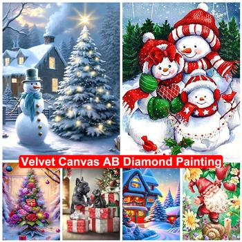5D DIY de Crăciun Catifea AB Diamant Pictura om de Zăpadă, Pom de Diamant Broderie Peisaj Mozaic Imagine cruciulițe Xmas Decor Gif