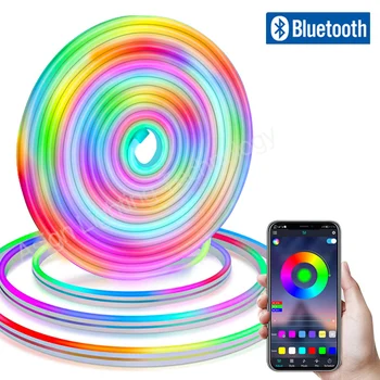 5m 10m Inteligent Bluetooth RGBIC Led Neon Bandă rezistent la apa RGB Schimbarea Muzică Sync Led Neon Banda Acasă Joc Cameră Decor Baruri