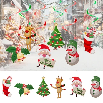 6pcs Crăciun Agățat Decoratiuni om de Zăpadă Moș Elan Tavan Spirală Pandantiv Ornament pentru Xmas Party