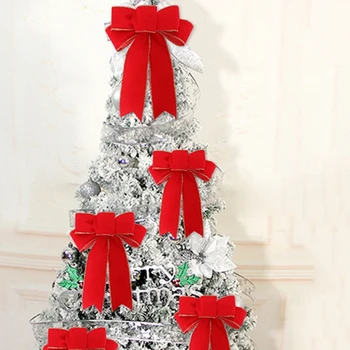 6pcs Multi-Colorate de Crăciun Arcuri Lenjerie de Handmade Pomul de Crăciun, Accesorii s-au înghesuit Tesatura de Vacanță Decoratiuni Petrecere Menaj