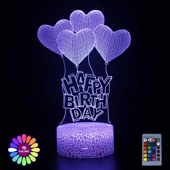 Acril 3D Lampă în Formă de Inimă, Flori, Baloane cu LED-uri Colorate Noapte, Lumini Decorative Lampa de Birou Vacanță Ziua de nastere Cadou de Ziua Îndrăgostiților