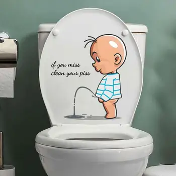 Amuzant Avertizare Toaletă Autocolante de Desene animate Chld Urinare Capac Wc WC Ușa Autocolant Detașabil Auto-Adeziv Decor de Hârtie de uz Casnic