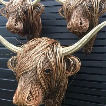 Art Design Acasă Decorare Perete Țesute Salcie Highland Scăzut De Salcie Highland Vaca Ornamente