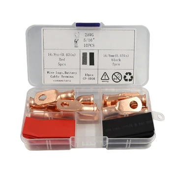 AWG2X5/16 Sârmă de Cupru Lug Terminal cu Inel Conector Baterie Cablu End mufei de trecut pe Tub de Clasificare Kit