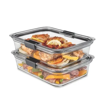 Bucatarie & Dining Strălucire de Sticlă, Containere de Depozitare a Alimentelor, 8-Cupa Alimente Containere cu Capace, 2-Pack