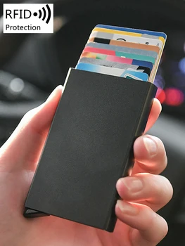 Bărbați ultra-subtire si minimalist RFID metal ecranat portofel, card de credit, portofel, automat pop-up bag cardul, minimalist