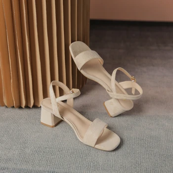 Club Tocuri inalte Doamnelor Pantofi de Moda Square Toe Sandale Platforma Catâri Papuci de casă Catarama Curea Tocuri Femei Sandale pentru Femei 2023