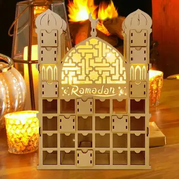 Countdown Calendar din Lemn DIY Eid Mubarak din Lemn Sertar Ornament Petrecere Acasă Ramadan Decor Pentru Acasă Ramadan Numărătoarea inversă