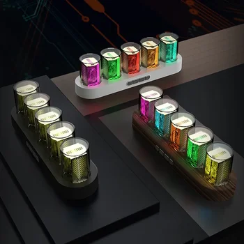 Creative Digital RGB Lumina de Noapte Retro Tub Nixie Clock Strălucire Tuburi Ceas Analogic Rafinat Decor de birou de Noutate Iluminat