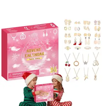 Crăciun Advent Calendar Set de Bijuterii pentru Copii cu 24 de Cadouri Unice de Bijuterii Cadou Magic de Crăciun Calendar Numărătoarea inversă pentru Adolescenti