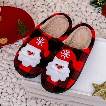 Crăciun Fuzzy Papuci de Interior Moale Moș Crăciun de Pluș Deget de la picior Închis Papuci de Pluș Slip-on Pantofi Casă pentru Iarna Interior