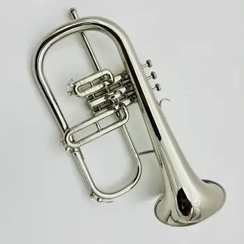 De Brand Nou Bb-Flugelhorn Argint Placat cu Instrumente Muzicale Profesionale cu Cazul purtător de cuvânt Transport Gratuit