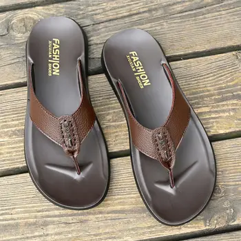 De vânzare la cald pentru Bărbați papuci de casă Non-alunecare din Piele Flip-Flops, Papuci Moi Plat Pentru Barbati Pantofi Casual Sandalias MSA515