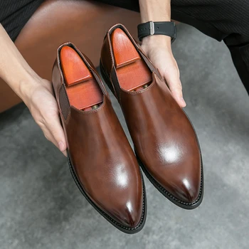 De Înaltă Calitate Moda Pantofi De Lucru Partid Pantofi De Nunta Clasic De Afaceri Formală A Subliniat Din Piele Sociale Biroul Pantofi Derby