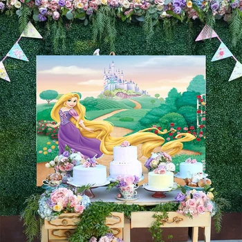 Disney Tangled Rapunzel Fondul Fete Printesa Copilul Fericit Ziua De Nastere Partid Desene Animate Decorare Fotografie Medii Banner