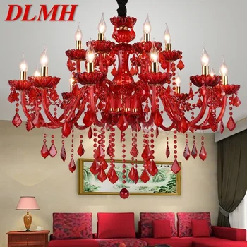 DLMH Stil European de Cristal Pandantiv Lampă Lumânare Roșie Lampă de Lux Living Restaurant Bedroom Villa Candelabru