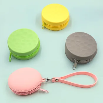 Drăguț Colorate Rotunde Silicon Monedă Pungă Mică Femei Fete Monedă Cheie Pungă Portofel Mini Cablu De Date Căști Sac Posete Copil Cadou