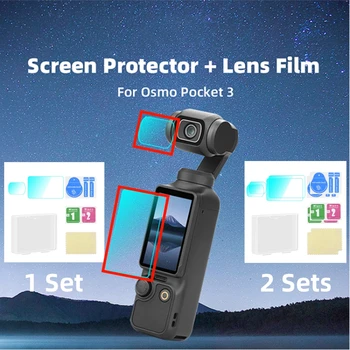 Ecran Protector + Obiectiv Kit Film pentru Osmo Buzunar Camera de 3 Accesorii de Montaj HD Anti-zero Sticla Filmul 1/2 Set