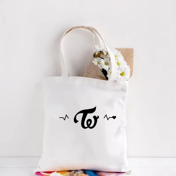 Estetica de Două ori y2k Femei Canvas Tote Bag Kpop Eco Geantă de Cumpărături Mare Capacitate Geanta de Umar pentru Femei Pliabil Geanta Shopper