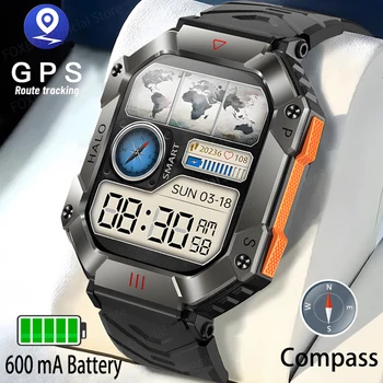 FOXBOX 620mAh Baterie Ultra Lungi de Așteptare Militare Ceas Inteligent Bărbați Busola Bluetooth Apel de Sport în aer liber Smartwatch rezistent la apa
