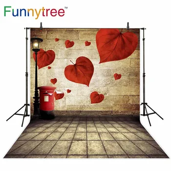 Funnytree fundal pentru studio foto zid de cărămidă roșie frunze Poștale găleată vintage de toamna fotografie fundal photobooth