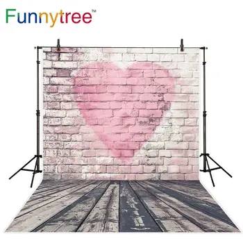 Funnytree inima roz caramida Podea din lemn de fundal fotografie, fotografie de studio fondul de nunta photocall boda photozone photophone