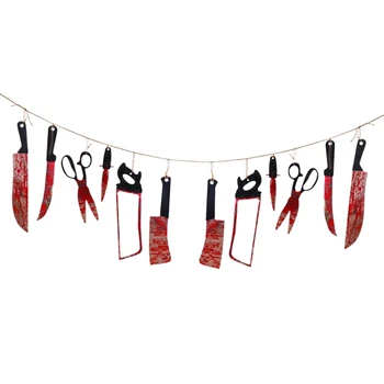 Halloween Arme Sângeroase Agățat pentru Banner Înfricoșător 12 Buc Cutite Foarfece Văzut Pandantiv Zombie Tematice Decor Petrecere