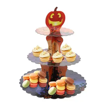 Halloween Cupcake Tower 3 Nivel De Dovleac Display Stand Temă De Halloween Produse Alimentare De Servire Tavă Pentru Prăjituri Ceașcă Gustare Boluri Aperitive
