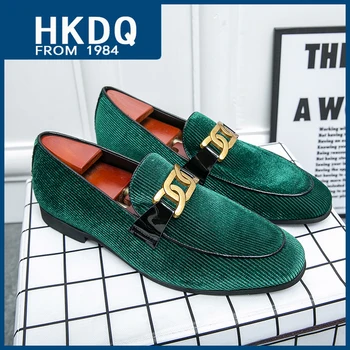 HKDQ Catifea Rochie Casual Pantofi Pentru Bărbați la Modă Verde Slip-on pentru Bărbați Sociale Pantofi Mocasini Moda Confort Mocasini Pantofi Pentru Bărbați
