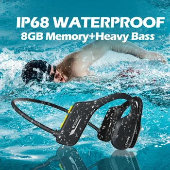 IP68 rezistent la apa de Înot Căști 8GB Memorie de Stocare Wireless Bluetooth cu Cască Cu Microfon Adevărat Conducție Osoasă Căști Sport