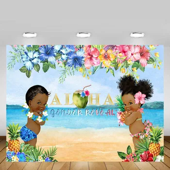 Mehofond Aloha Gen Dezvăluie Fondul Hawaii Sea Beach Florale Flori Baby Party Banner-Ul De Fotografie De Fundal Studio Foto Elemente De Recuzită