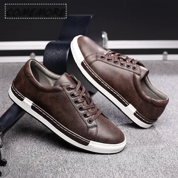 Moda de primăvară Adidasi Barbati Pantofi din Piele Moale PU Pantofi Casual Plat Masculin Încălțăminte 2024 Clasic Negru Maro Încălțăminte Plus Dimensiune 45