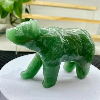 Naturale Aventurin Verde Urs Sculptură Reiki de Vindecare Ornamente de Cristal Figurina Animal Meserii Decor Acasă Cadou 1buc 10CM